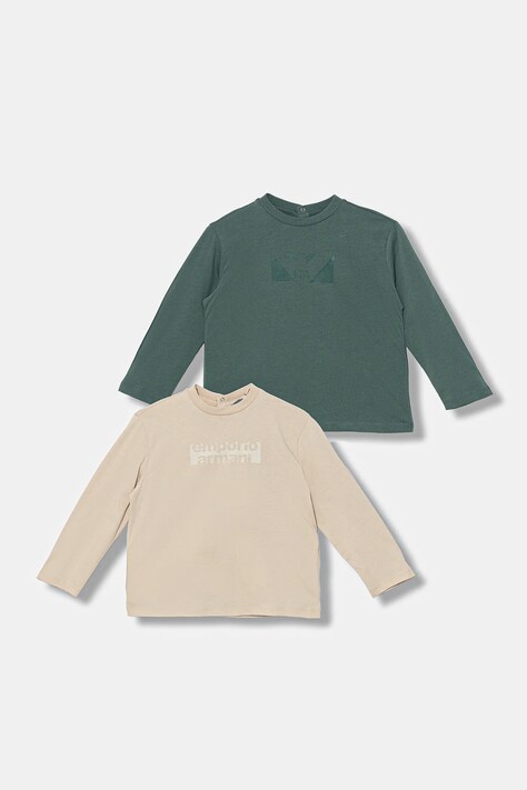 Emporio Armani longsleeve in cotone bambino/a pacco da 2 colore beige EB000767 AF16162