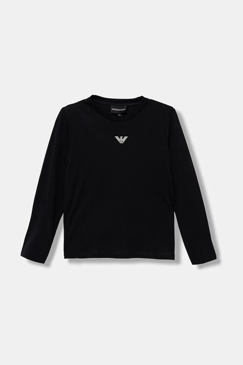 Dječja pamučna majica dugih rukava Emporio Armani boja: tamno plava, s tiskom, EB000420 AF15013