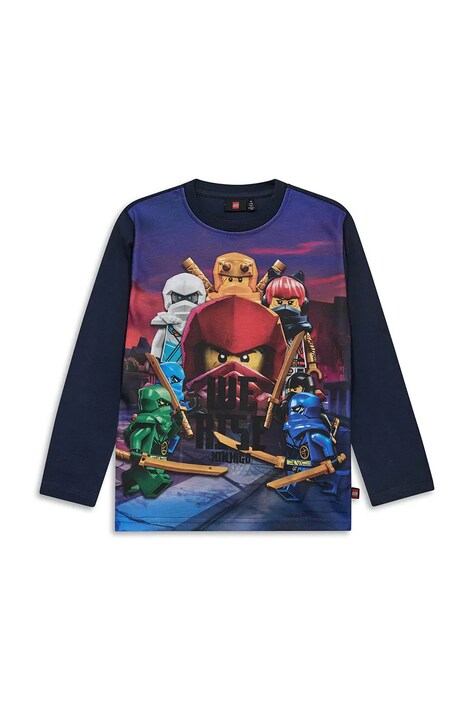 Lego longsleeve bawełniany dziecięcy LWTAFFY 613 kolor granatowy z nadrukiem 11010889