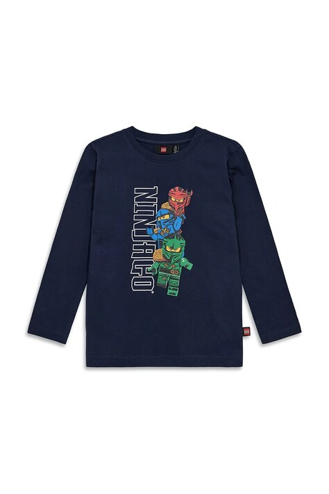 Lego longsleeve bawełniany dziecięcy LWTAFFY 622 kolor granatowy z nadrukiem 11011248