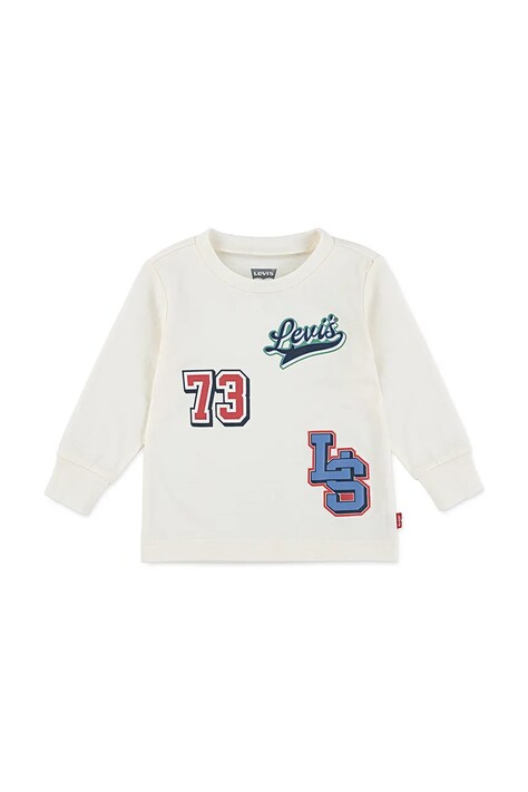 Levi's longsleeve din bumbac pentru copii LEVI AND DOG IN CAR LS culoarea bej, cu imprimeu, 6EP011