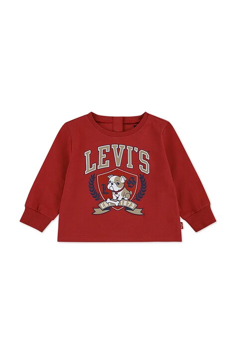 Levi's longsleeve din bumbac pentru copii LOGO BULLDOG CREST TEE culoarea roșu, cu imprimeu, 6EP166