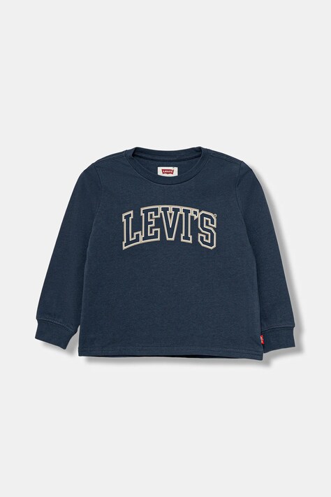 Levi's longsleeve bawełniany niemowlęcy COLLEGIATE LS TEE kolor granatowy z nadrukiem 6EP410