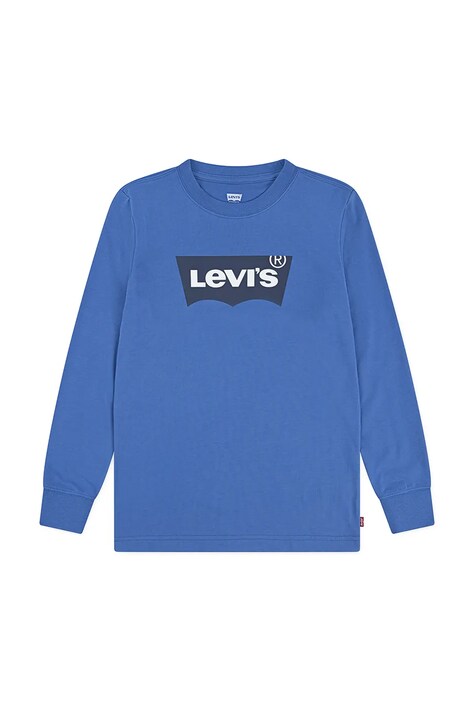 Levi's longsleeve bawełniany dziecięcy L/S BATWING TEE kolor niebieski z nadrukiem 8E8646