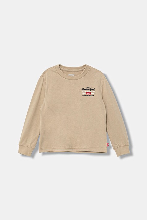 Levi's longsleeve copii LEGENDARY LS TEE culoarea bej, cu imprimeu, 8EN715