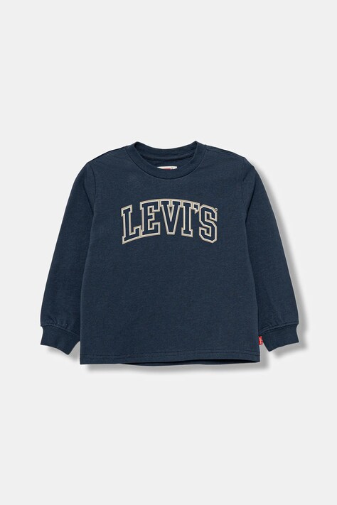 Хлопковый детский лонгслив Levi's COLLEGIATE LS TEE цвет синий с принтом 8EP410