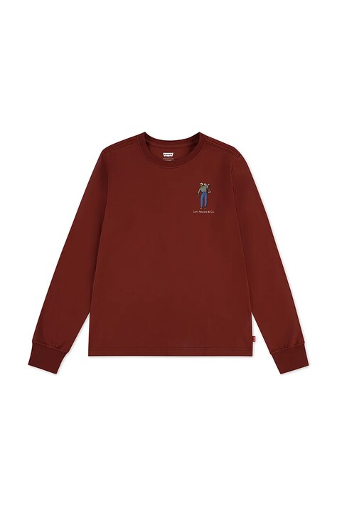 Παιδικό βαμβακερό μακρυμάνικο Levi's SADDLE MAN LS TEE χρώμα: μπορντό, 9EN714