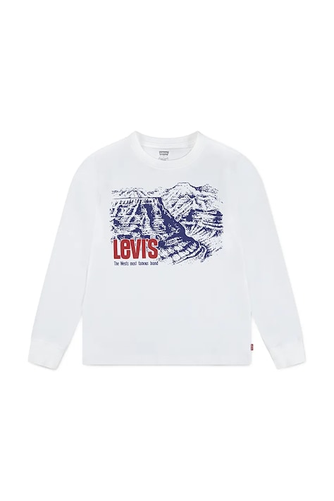 Детска блуза с дълги ръкави Levi's CANYON LS TEE в бежово с принт 9EN992
