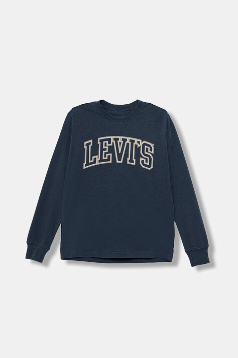 Dětské bavlněné tričko s dlouhým rukávem Levi's COLLEGIATE LS TEE tmavomodrá barva, s potiskem, 9EP410