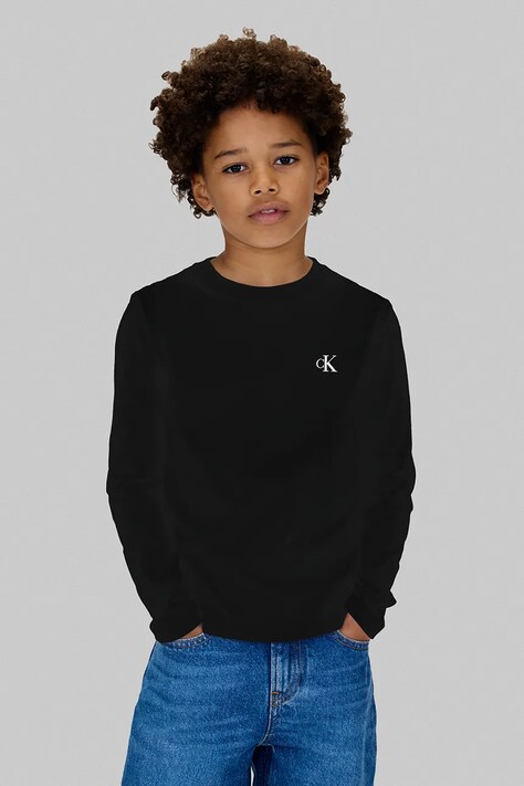 Calvin Klein Jeans longsleeve bawełniany dziecięcy 2-pack kolor czarny gładki IB0IB02255