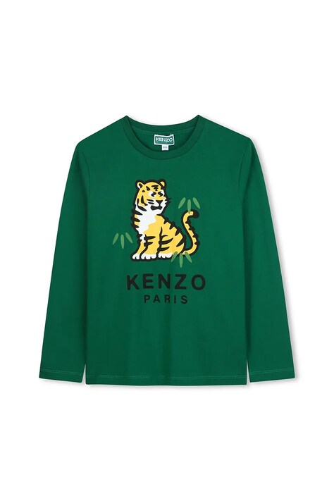 Pamučna majica dugih rukava za bebe Kenzo Kids boja: zelena, s tiskom, K61451