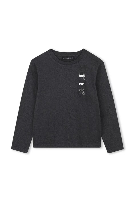 Karl Lagerfeld longsleeve bawełniany dziecięcy kolor szary z nadrukiem Z30951