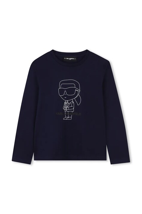 Karl Lagerfeld longsleeve bawełniany dziecięcy kolor granatowy z nadrukiem Z30953