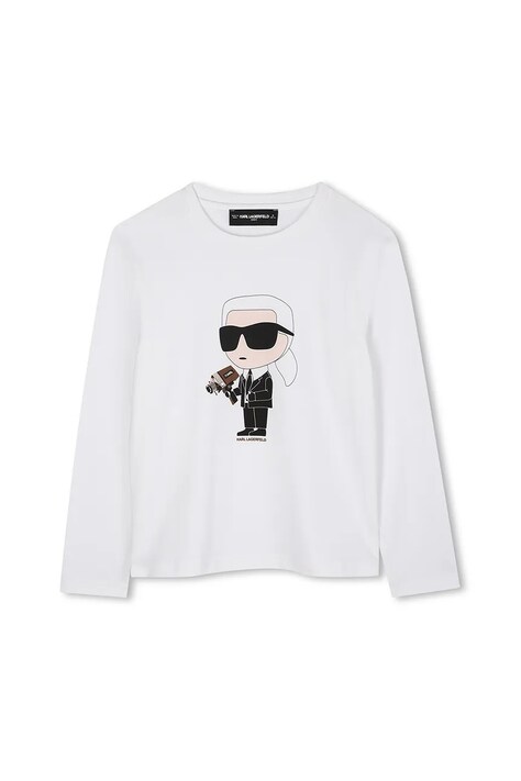 Παιδικό βαμβακερό μακρυμάνικο Karl Lagerfeld χρώμα: άσπρο, Z30953
