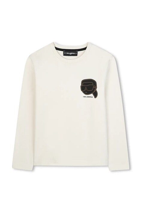 Karl Lagerfeld longsleeve bawełniany dziecięcy kolor biały z nadrukiem Z30955