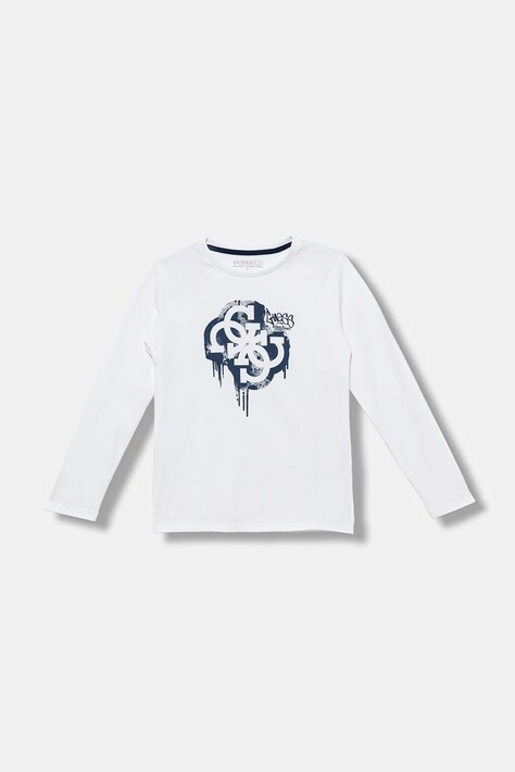 Guess longsleeve bawełniany dziecięcy kolor biały z nadrukiem L5BI01 I3Z14