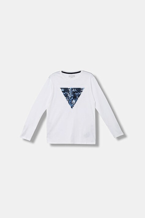 Guess longsleeve bawełniany dziecięcy kolor biały z aplikacją L5BI04 I3Z14