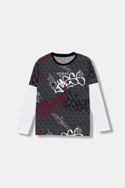 Guess longsleeve bawełniany dziecięcy kolor szary wzorzysty L5BI08 I3Z14