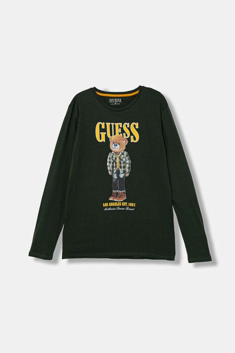 Guess longsleeve bawełniany dziecięcy kolor zielony wzorzysty L5BI09 I3Z14