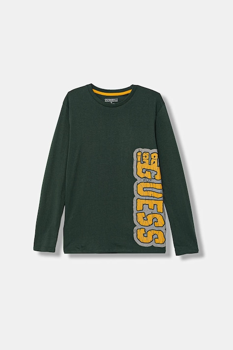 Guess longsleeve bawełniany dziecięcy kolor zielony z nadrukiem L5BI19 I3Z14