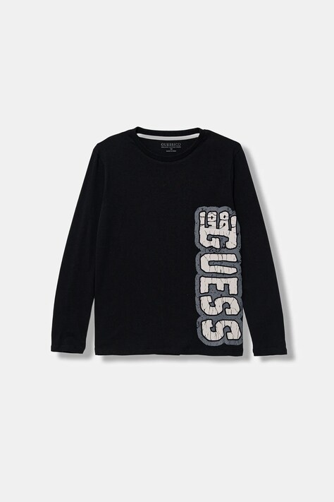 Guess longsleeve bawełniany dziecięcy kolor czarny z nadrukiem L5BI19 I3Z14