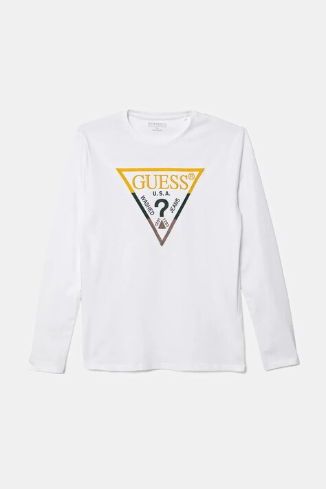 Guess longsleeve din bumbac pentru copii culoarea alb, cu imprimeu, L5BI35 I3Z14
