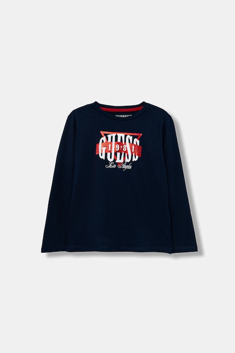 Guess longsleeve bawełniany dziecięcy kolor granatowy z nadrukiem N5BI01 I3Z14