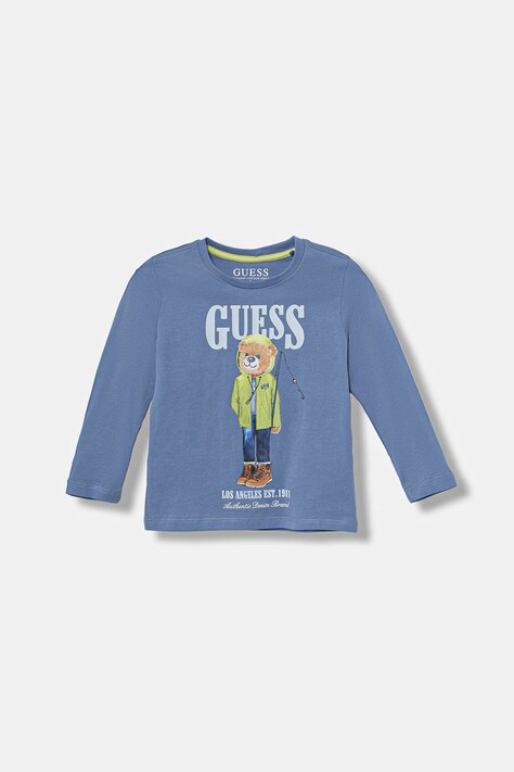 Guess longsleeve bawełniany dziecięcy kolor niebieski z nadrukiem N5BI04 I3Z14