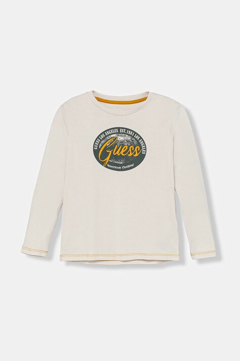 Guess longsleeve bawełniany dziecięcy kolor beżowy z nadrukiem N5BI11 I3Z14