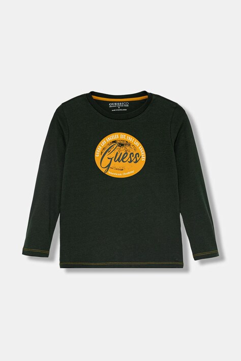 Guess longsleeve bawełniany dziecięcy kolor zielony z nadrukiem N5BI11 I3Z14