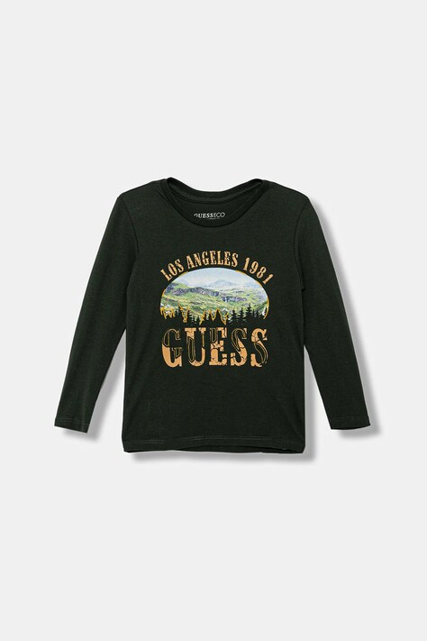 Guess longsleeve bawełniany dziecięcy kolor zielony z nadrukiem N5BI13 I3Z14