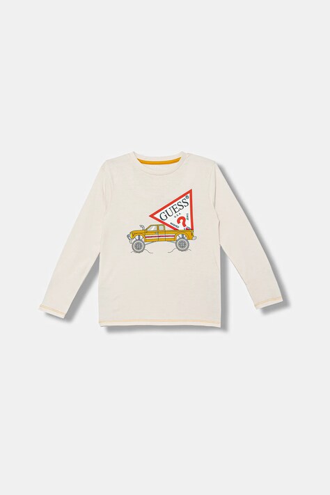 Guess longsleeve bawełniany dziecięcy kolor beżowy z nadrukiem N5BI14 I3Z14
