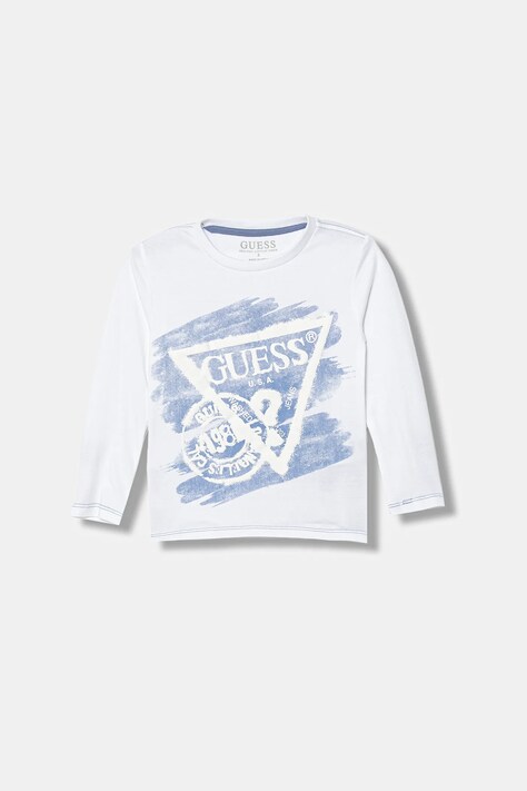 Guess longsleeve bawełniany dziecięcy kolor biały z nadrukiem N5BI17 I3Z14