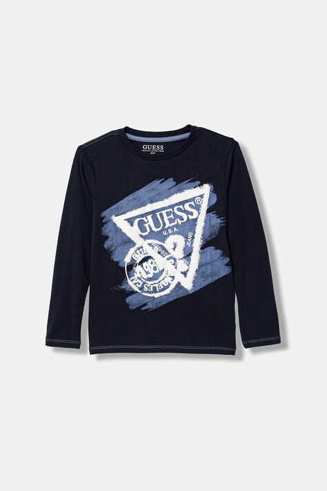 Guess longsleeve bawełniany dziecięcy kolor granatowy z nadrukiem N5BI17 I3Z14