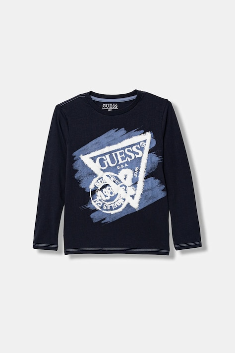 Guess longsleeve bawełniany dziecięcy kolor granatowy z nadrukiem N5BI17 I3Z14