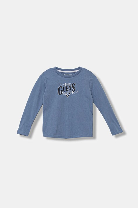 Guess longsleeve bawełniany dziecięcy kolor niebieski z nadrukiem N5BI18 I3Z14