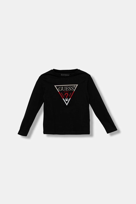 Guess longsleeve bawełniany dziecięcy kolor czarny z aplikacją N5BI21 I3Z14