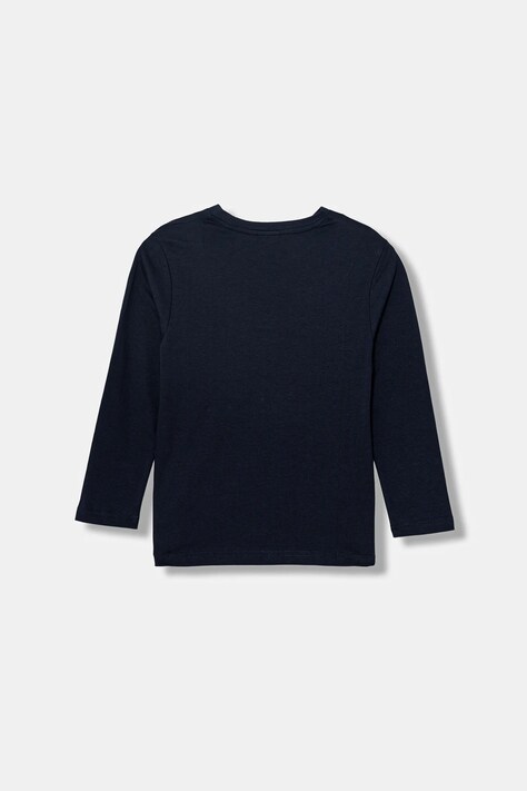 BOSS longsleeve bawełniany dziecięcy kolor granatowy z nadrukiem J52364