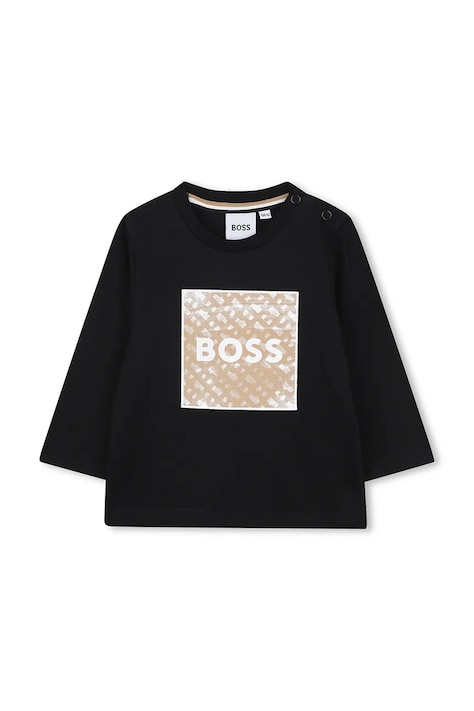 BOSS tricou din bumbac pentru bebeluși culoarea negru, cu imprimeu, J52715