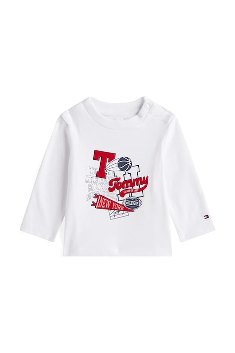 Dječja majica dugih rukava s pamukom Tommy Hilfiger boja: bijela, s tiskom, KN0KN02059