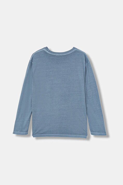 United Colors of Benetton longsleeve bawełniany dziecięcy kolor niebieski z nadrukiem 3PCMC10QL