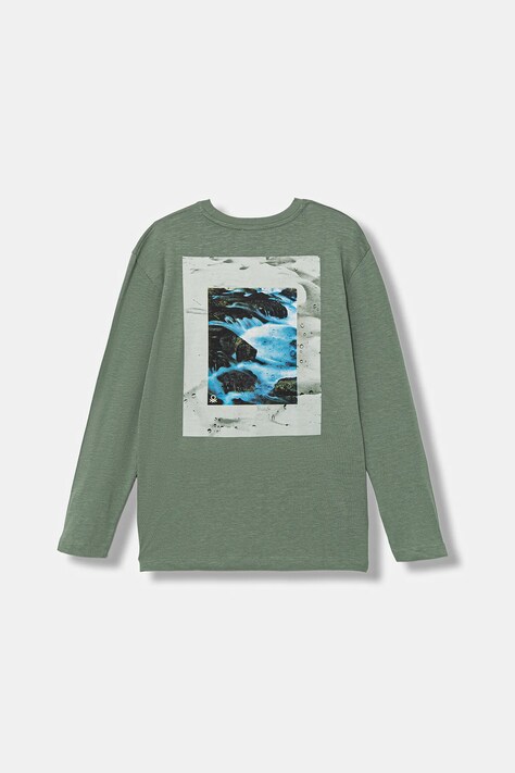 United Colors of Benetton longsleeve bawełniany dziecięcy kolor zielony z nadrukiem 3TAMC10PV