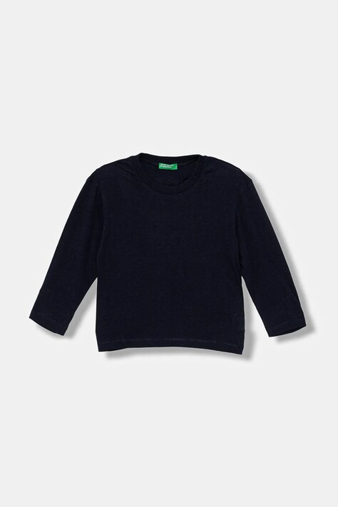 United Colors of Benetton longsleeve bawełniany dziecięcy kolor granatowy z nadrukiem 35RYG10K4