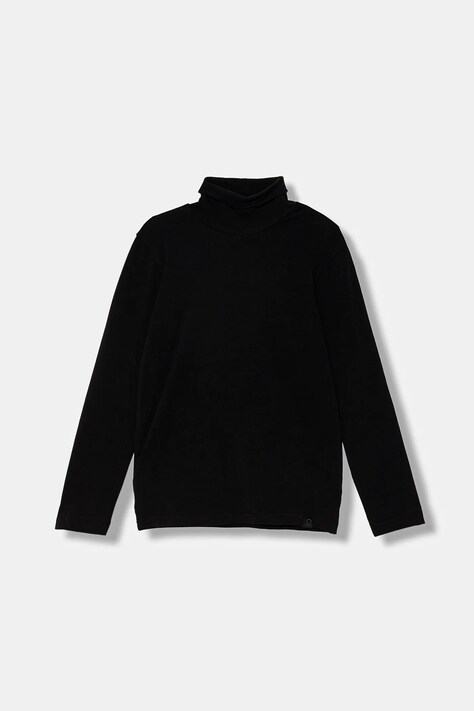 United Colors of Benetton longsleeve dziecięcy kolor czarny gładki 3DKEC202O