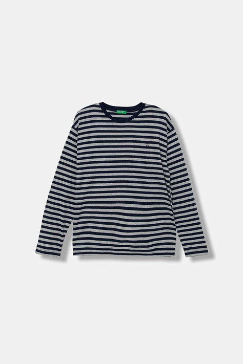 United Colors of Benetton longsleeve bawełniany dziecięcy kolor granatowy wzorzysty 3FNLC10QB