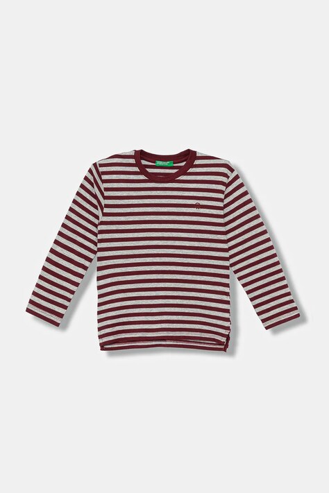 United Colors of Benetton longsleeve bawełniany niemowlęcy kolor bordowy wzorzysty 3FNLG10K9