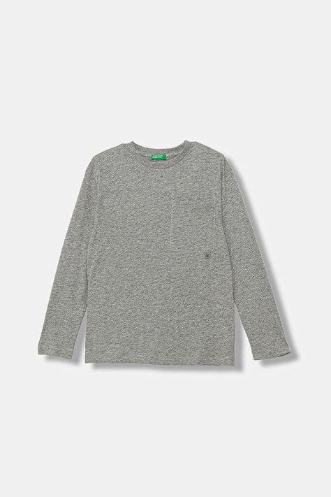 Детска блуза с дълги ръкави United Colors of Benetton в сиво с принт 3I1XC10QS