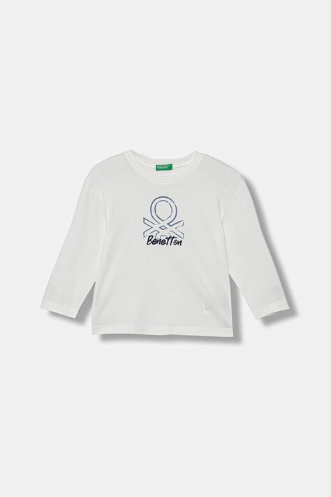United Colors of Benetton longsleeve dziecięcy kolor beżowy z nadrukiem 3I1XG10JZ
