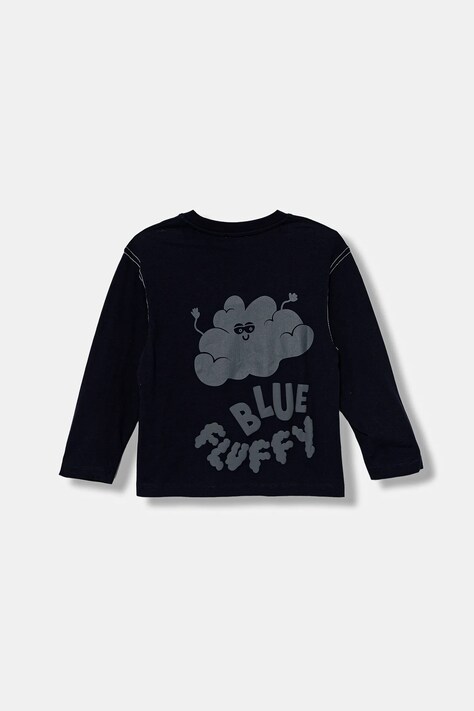 Dječja pamučna majica dugih rukava United Colors of Benetton boja: tamno plava, bez uzorka, 3I1XG10KR