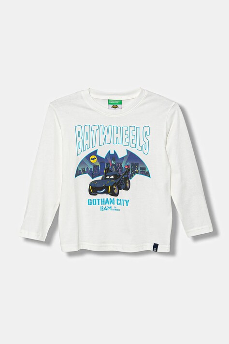 United Colors of Benetton longsleeve bawełniany dziecięcy kolor biały wzorzysty 35RYG10KE